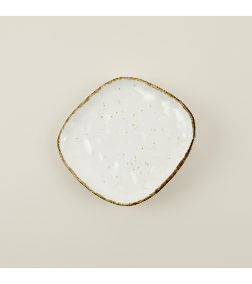 Plato cuadrado vajilla colección Craft Nature Crema de Eurodra en Valladolid