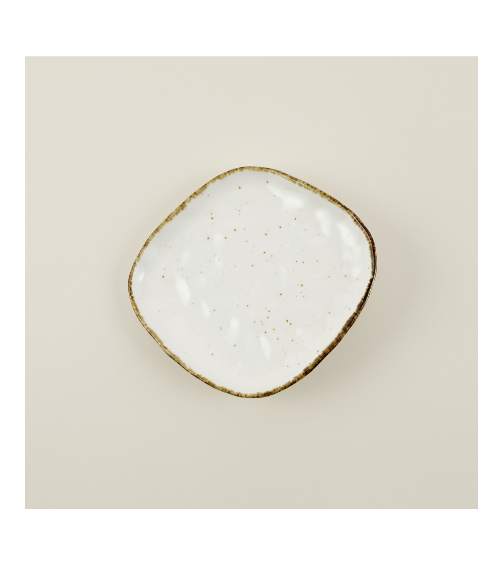 Plato cuadrado vajilla colección Craft Nature Crema de Eurodra en Valladolid